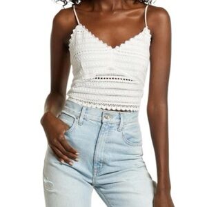 Vero Moda Bina V-Neck Cropped Singlet VIP in Snow White XL New